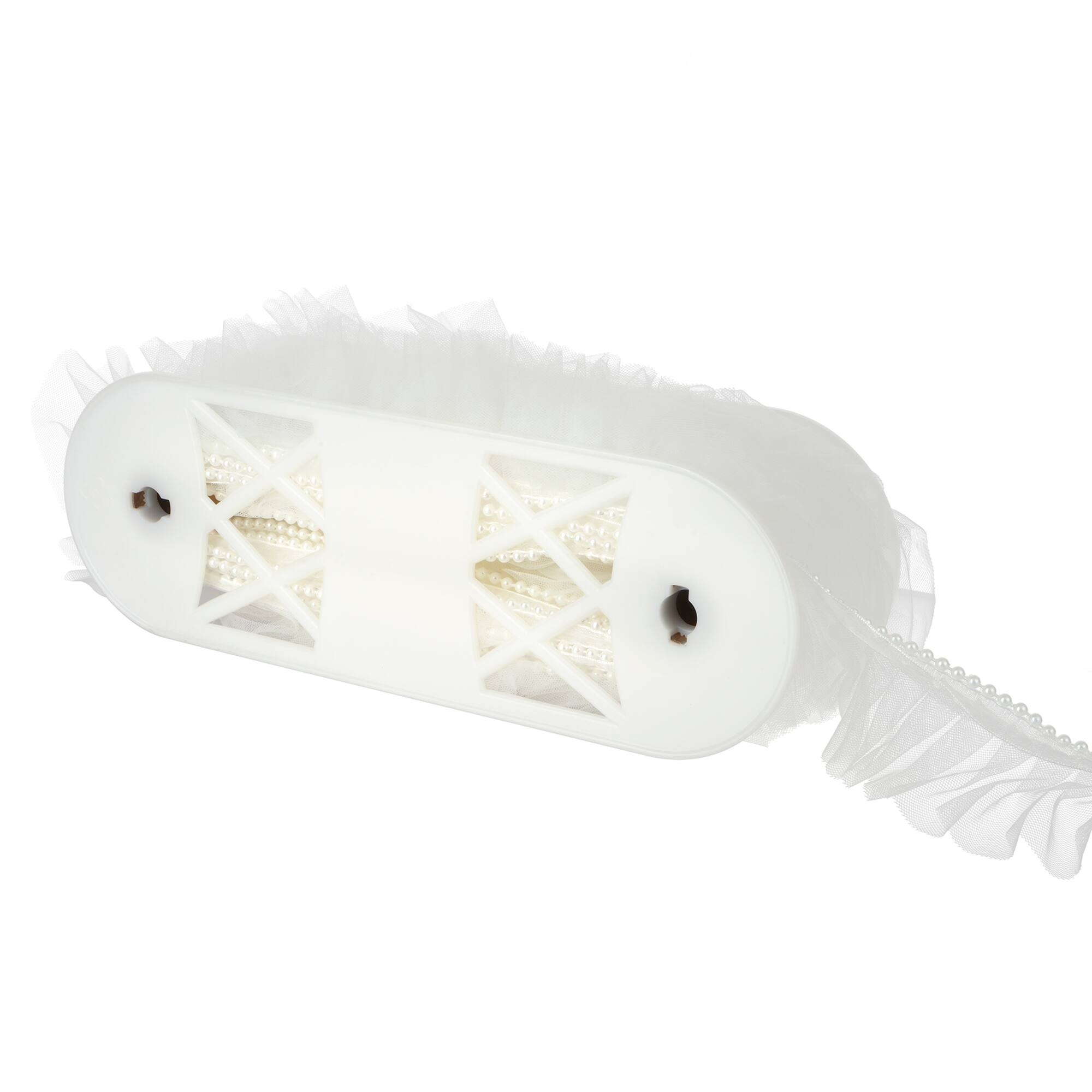 2" White Pleat Tulle with Pearl Bead Trim by Celebrate It®